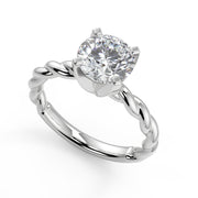Megan Twisted Rope Solitaire Round Cut Diamond Engagement Ring - Nivetta